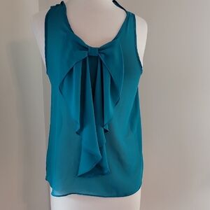 Teal Sleeveless Ruffle Top